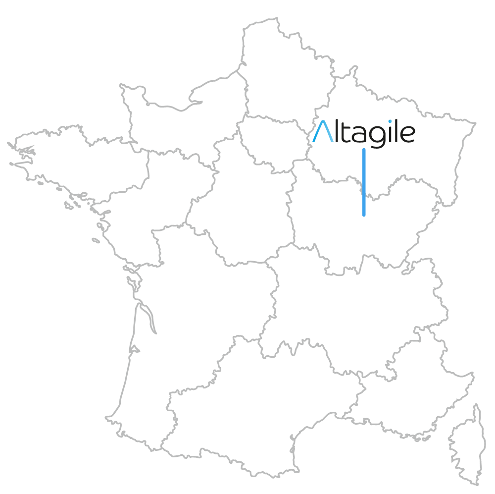 Carte de France indiquant où se situe la société de gestion des Talents Altagile